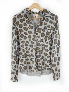 Diane Snyder 100% Cashmere Animal Print Cardigan Sweater